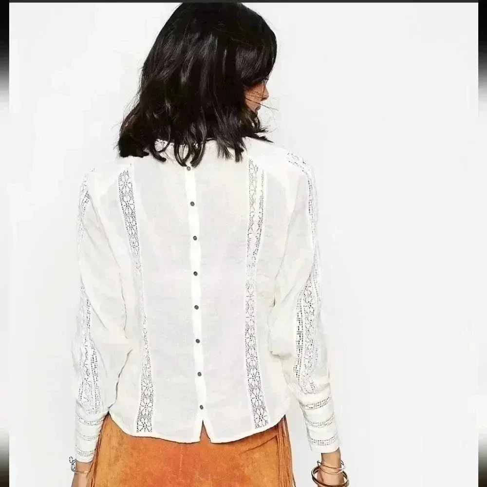 NWT Free People Without You Lace Panel Blouse size XS - Picture 3 of 7